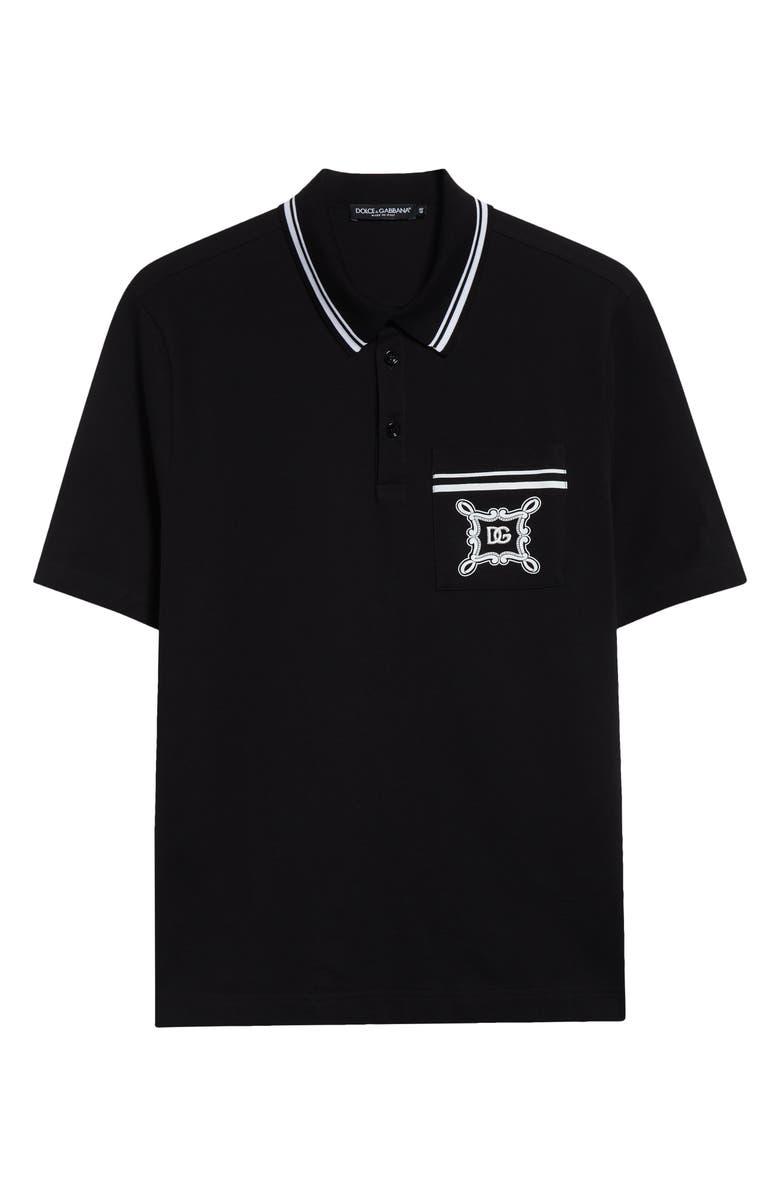 Dolce&Gabbana Bandana Detail Cotton Polo, Alternate, color, Nero