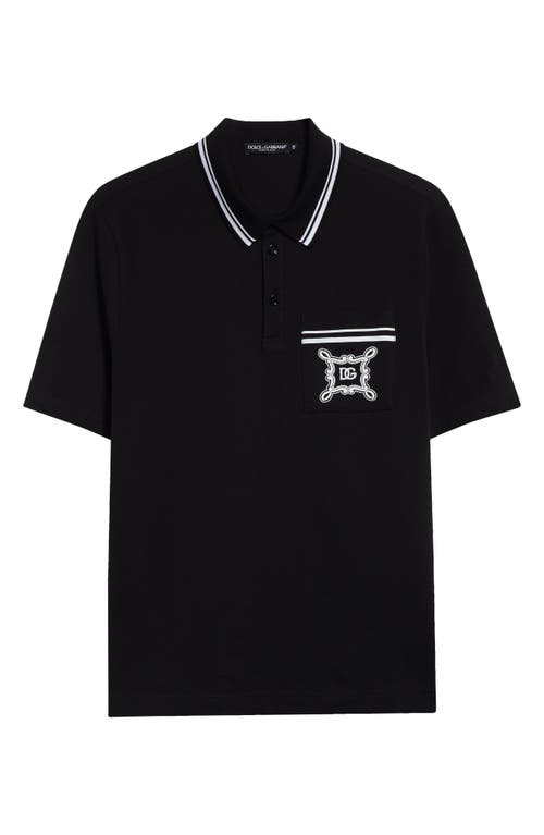 Dolce & Gabbana Mini Short Sleeve Polo For Men In Nero