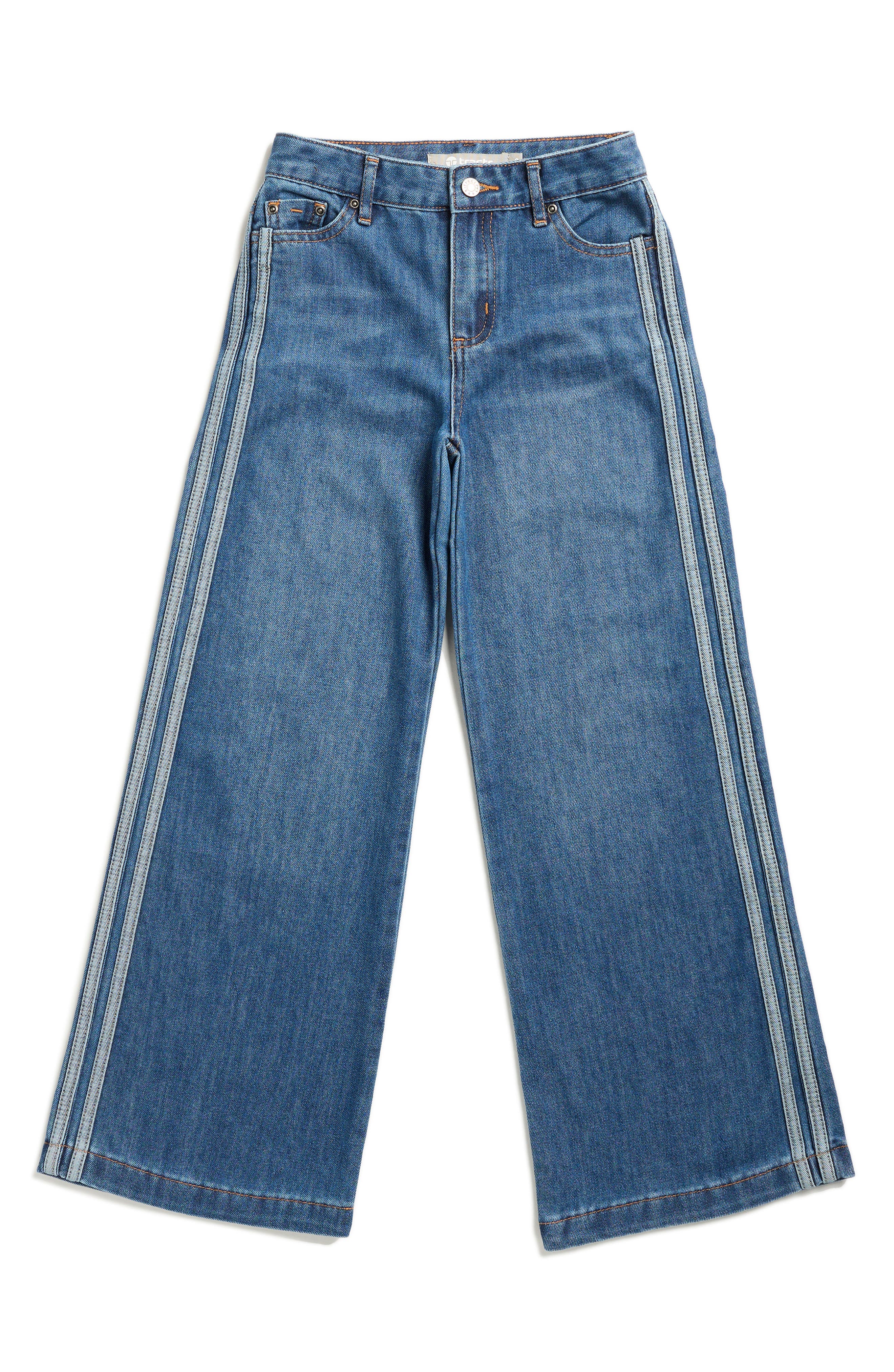 Tractr Kids' Double Stripe Wide Leg Jeans