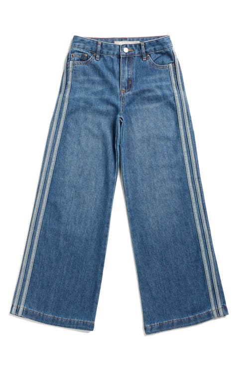 Kids' Double Stripe Wide Leg Jeans (Big Kid)
