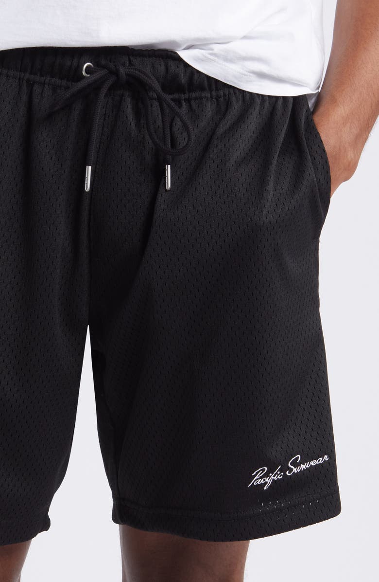 PacSun Aaron Drawstring Mesh Shorts, Alternate, color, Black