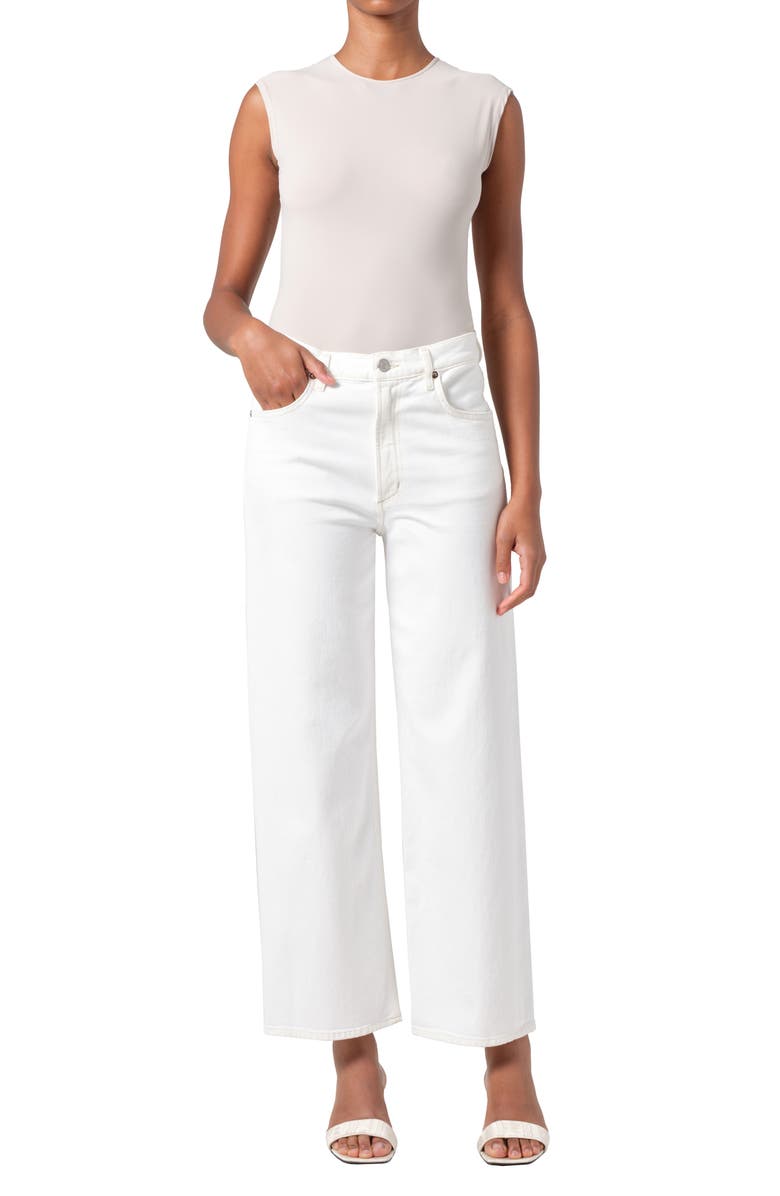 AGOLDE Ren High Waist Wide Leg Jeans, Alternate, color, White Wash (White Milk)