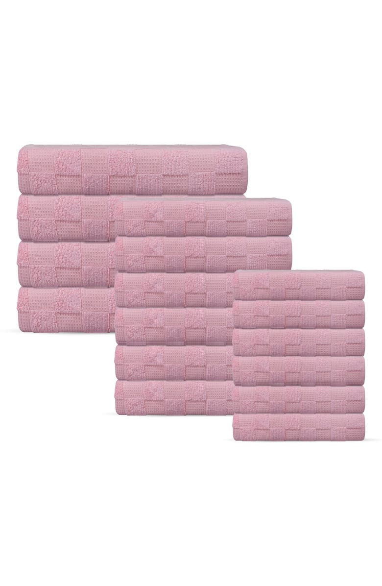 DePera Waffle Terry 16-Piece Turkish Cotton Towel Set, Main, color, Blush
