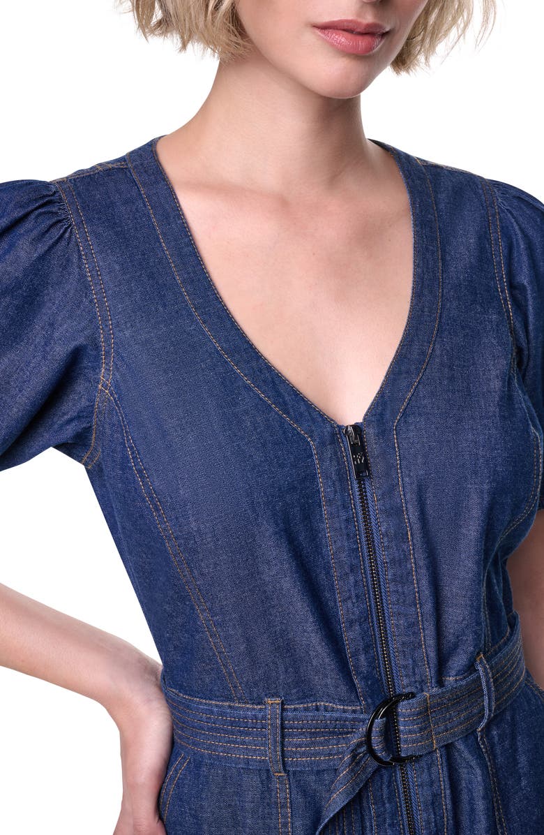 DKNY Crosby Belted Puff Sleeve Denim Dress, Alternate, color, 