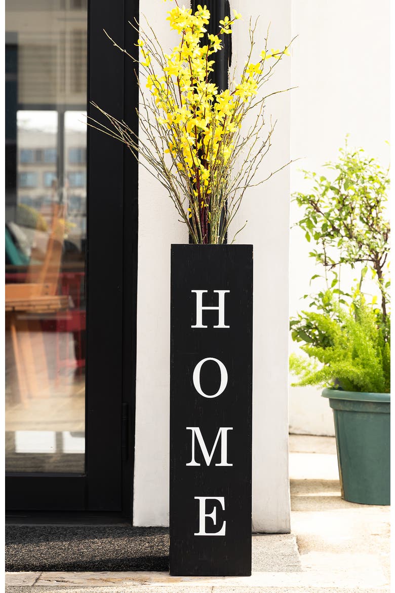Double Sided Solid Wood Boxed "WELCOME HOME" Porch Sign, Alternate, color, Black