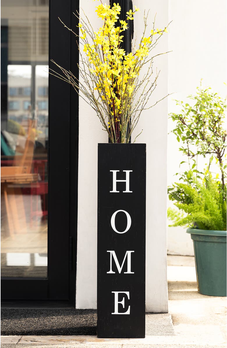 Glitzhome Double Sided Solid Wood Boxed "WELCOME HOME" Porch Sign, Alternate, color, Black