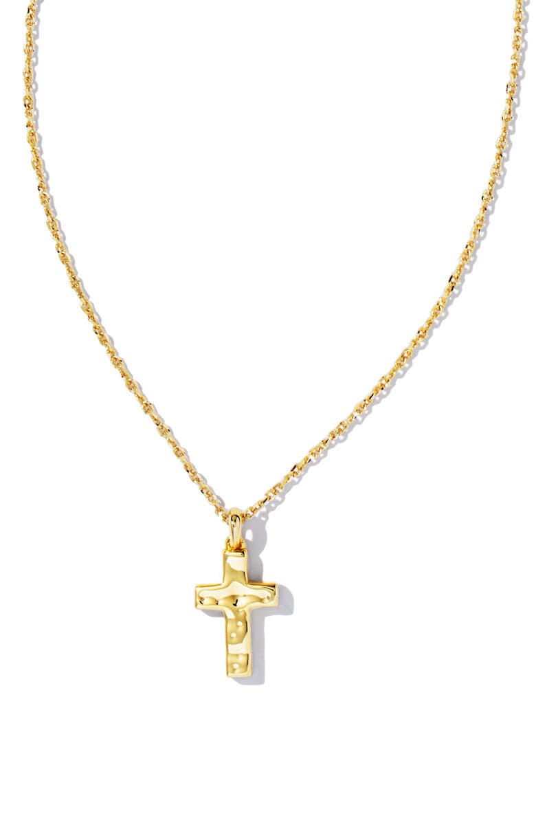 Kendra Scott Mother-of-Pearl Cross Pendant Necklace, Main, color, Gold Metal