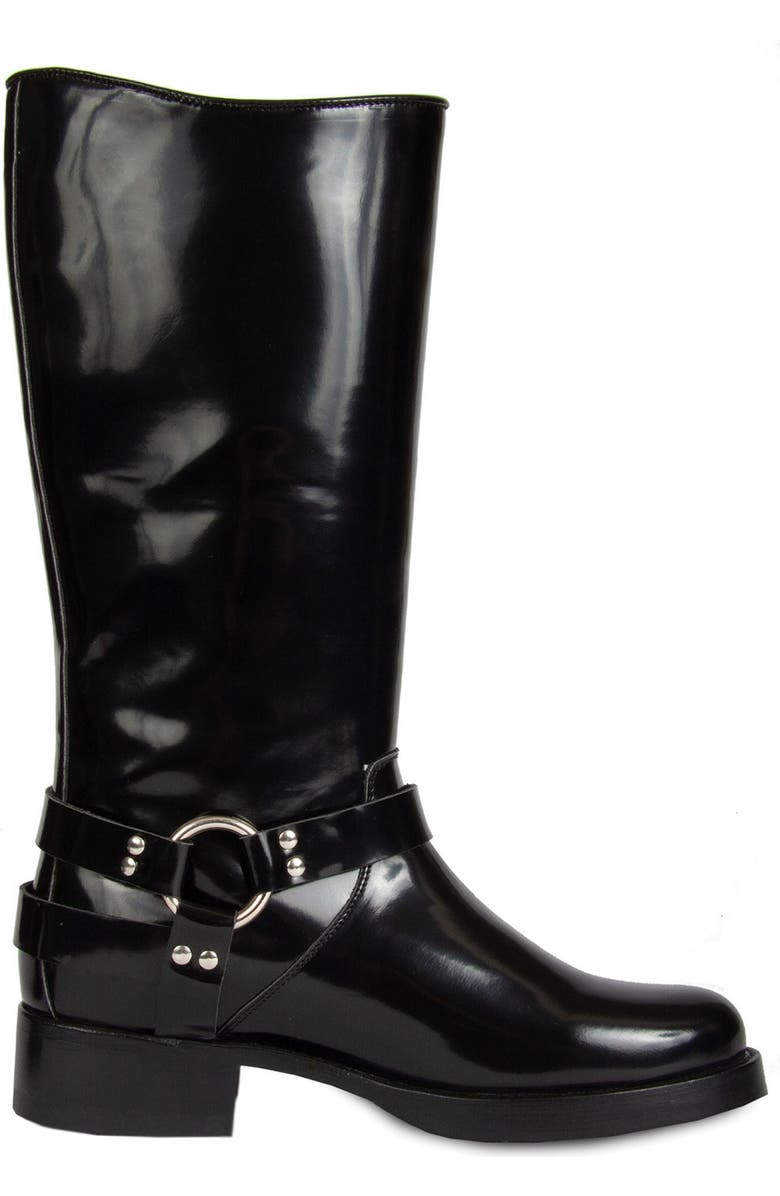 URBNKICKS Tall Biker Distressed Boots, Alternate, color, Black