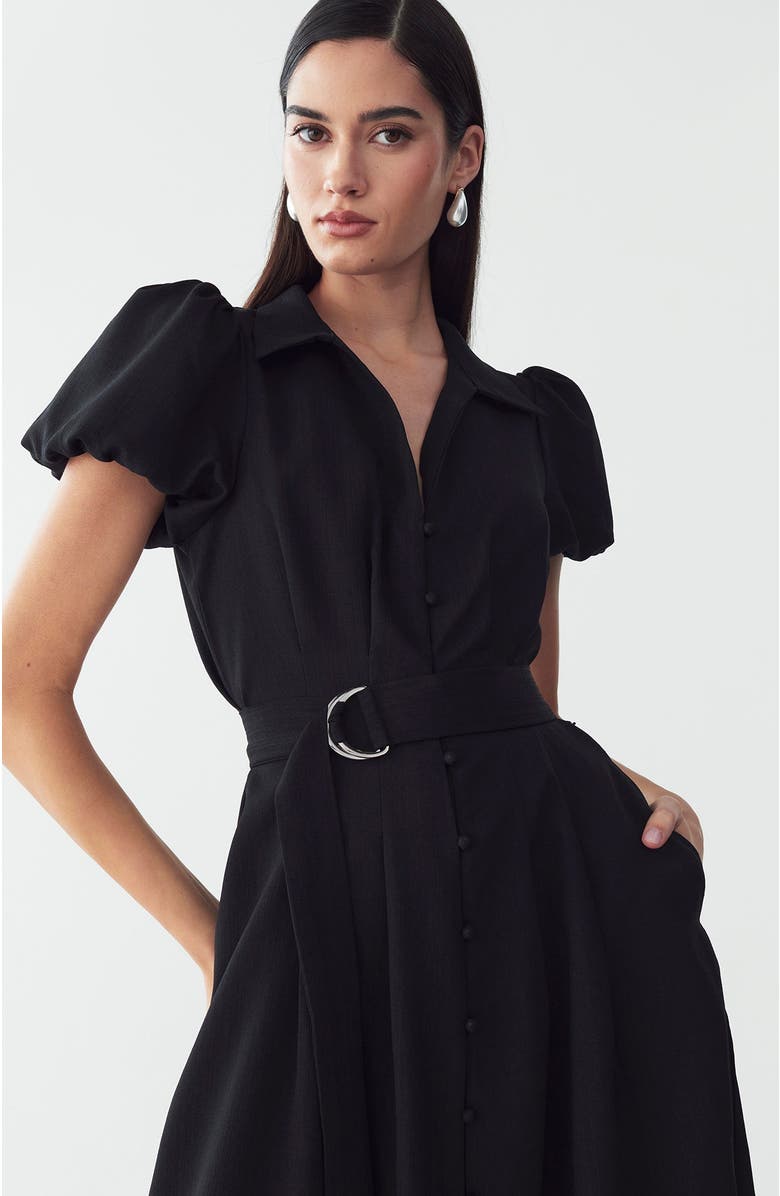 WILLA Eliza Midi Dress, Alternate, color, Black