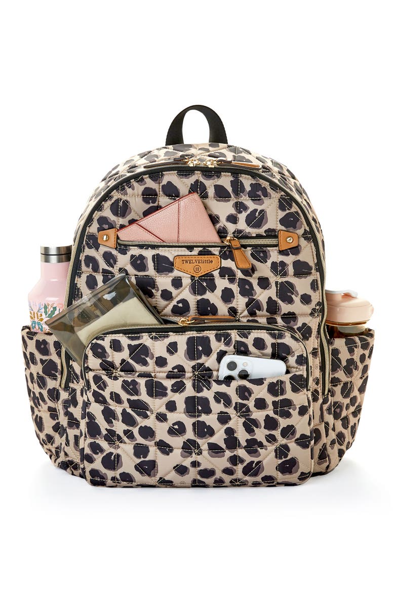 Companion Quilted Nylon Diaper Backpack, Alternate, color, LEOPARD PRINT