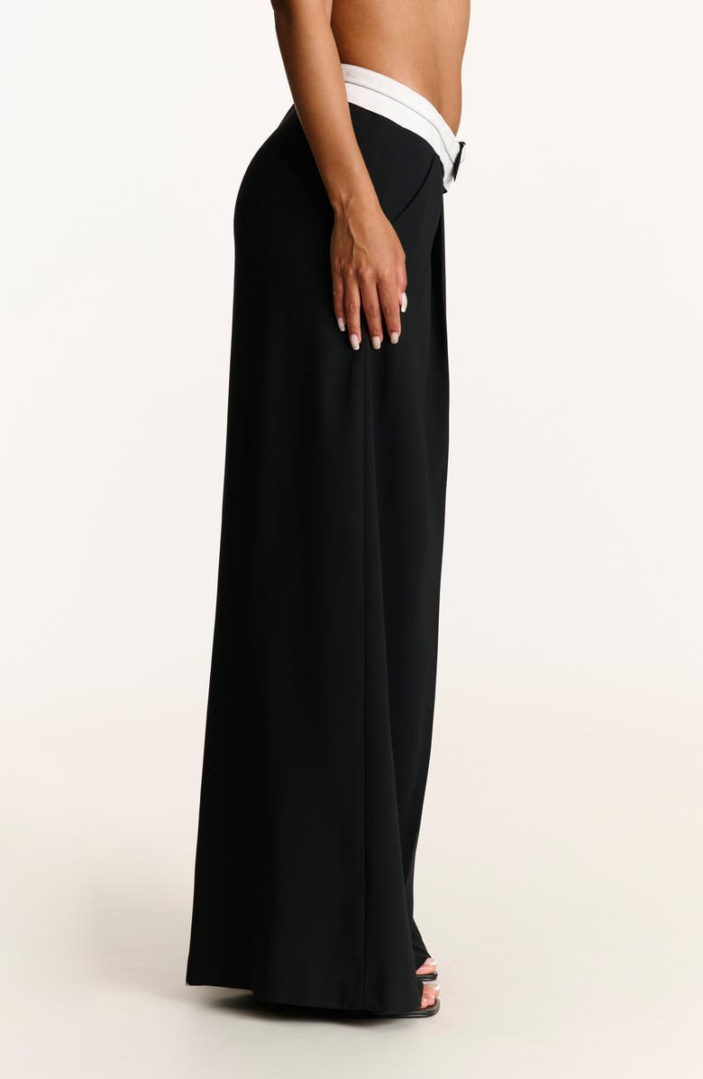 Naked Wardrobe Foldover Waist Wide Leg Trousers, Alternate, color, Black