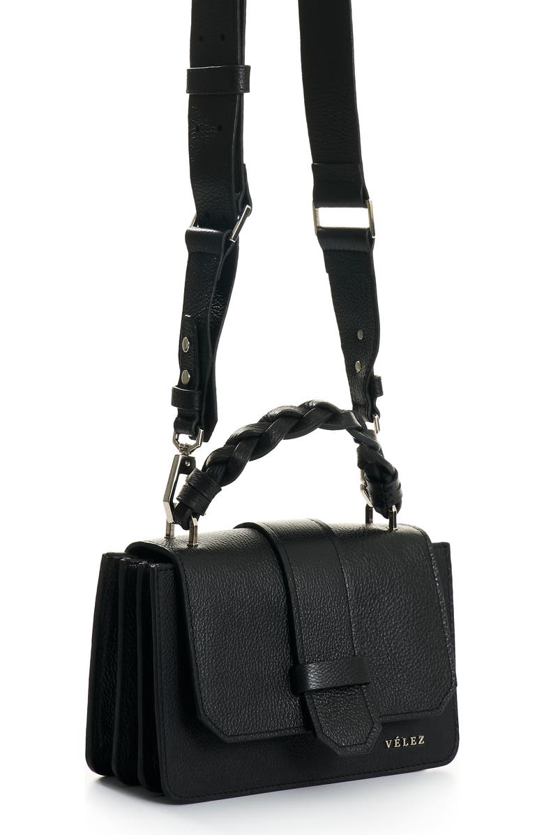 Velez Garniel Hands-Free Leather Bag with Woven Handle, Alternate, color, Black