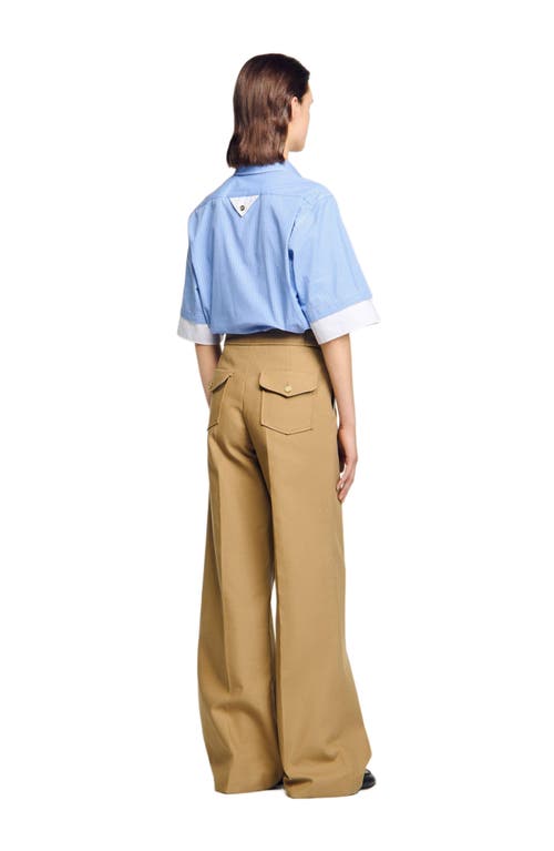 Sandro Cotton Suit Trousers In Neutral
