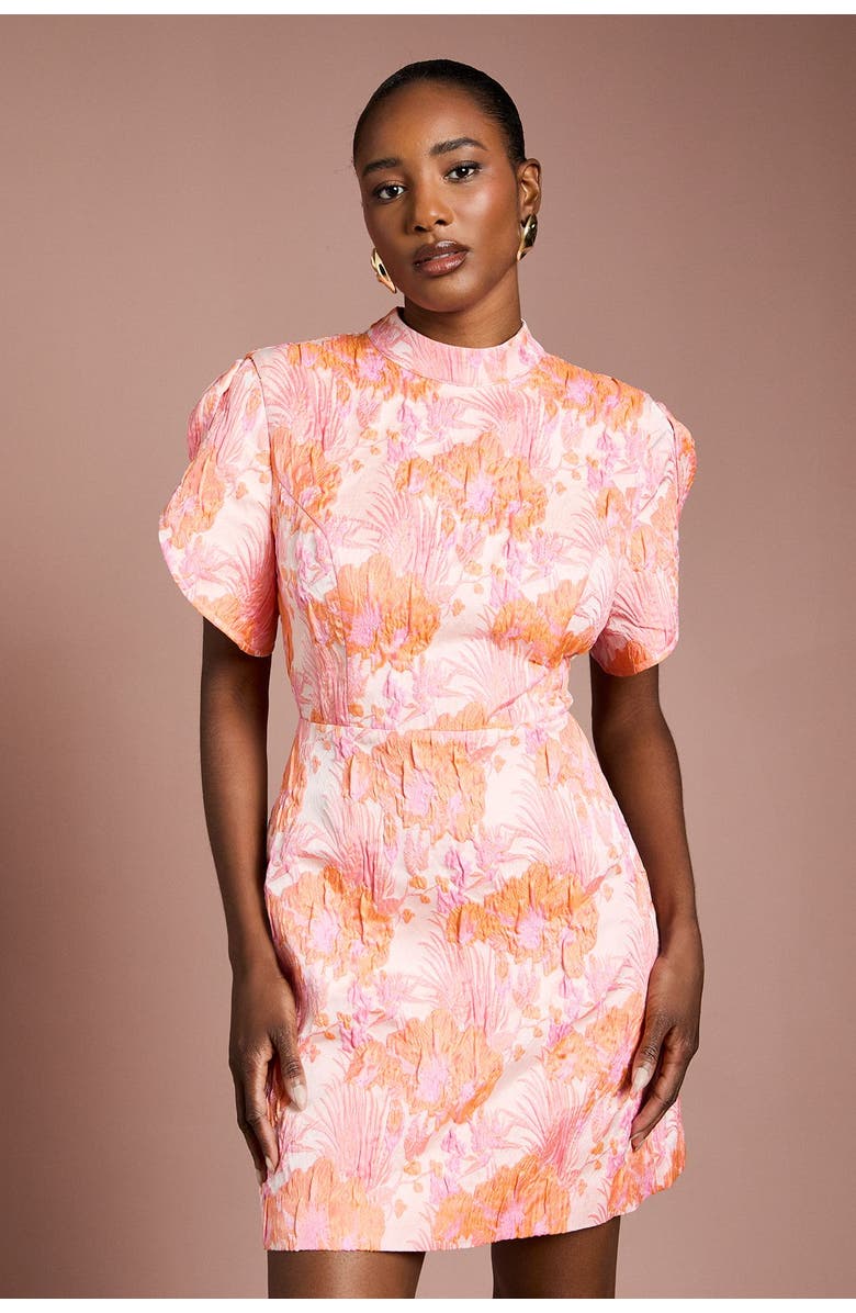 Coast Puff Sleeve Jacquard Mini Dress, Alternate, color, Pink
