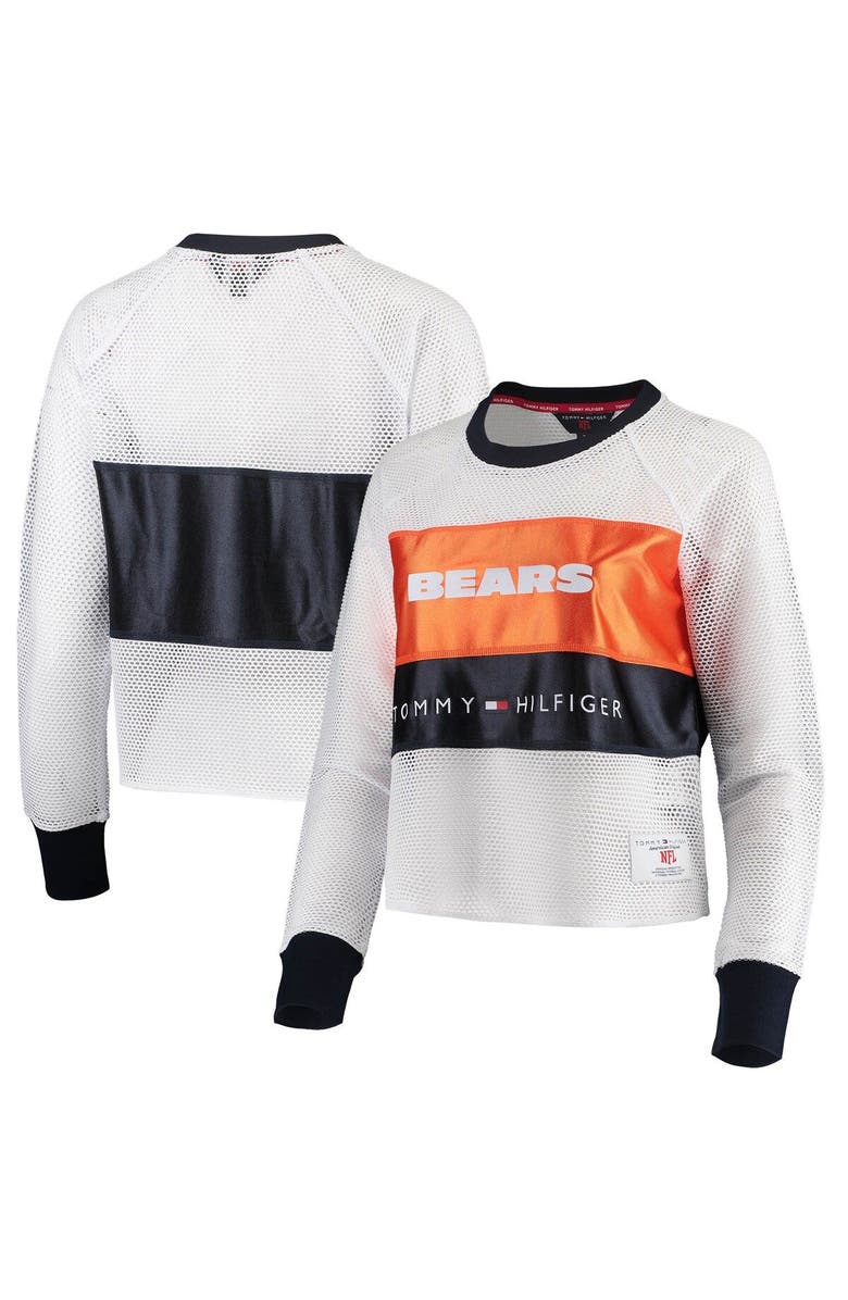 Tommy Hilfiger Women's Tommy Hilfiger White/Orange Chicago Bears Mesh Raglan Long Sleeve T-Shirt, Main, color,