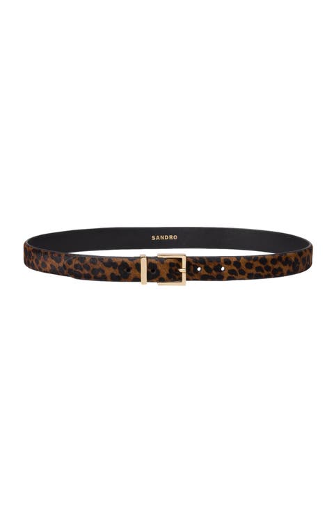 Pony effect leather belt