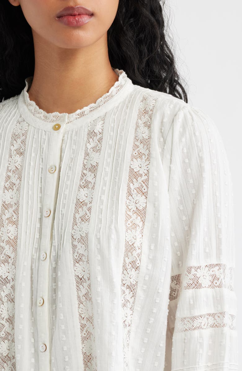 LoveShackFancy Lal Lace Cotton Top, Alternate, color, White