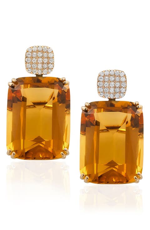Gossip Cushion Cut Drop Earrings
