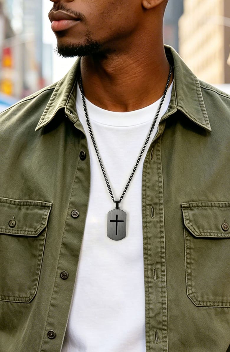 EDFORCE Men's Prayer Dog Tag Pendant Necklace, Alternate, color, Black