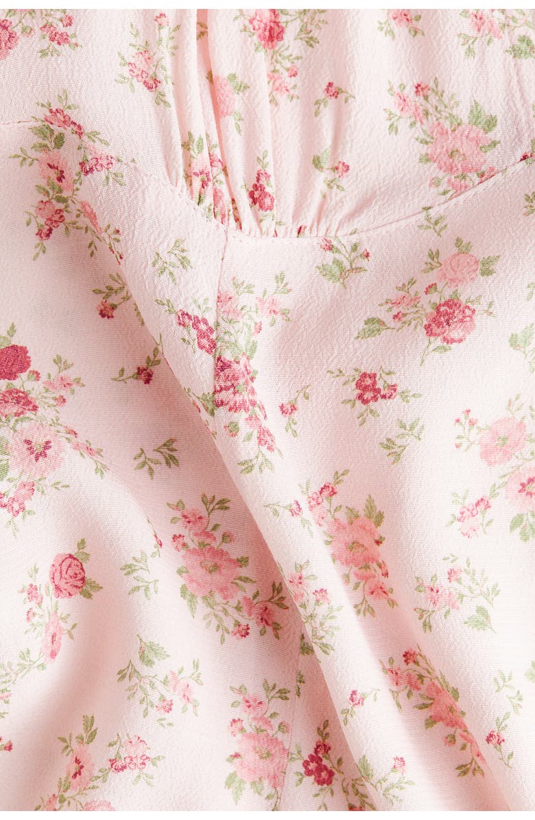 H&M Flared-skirt Viscose Dress, Alternate, color, Light Pink/Floral