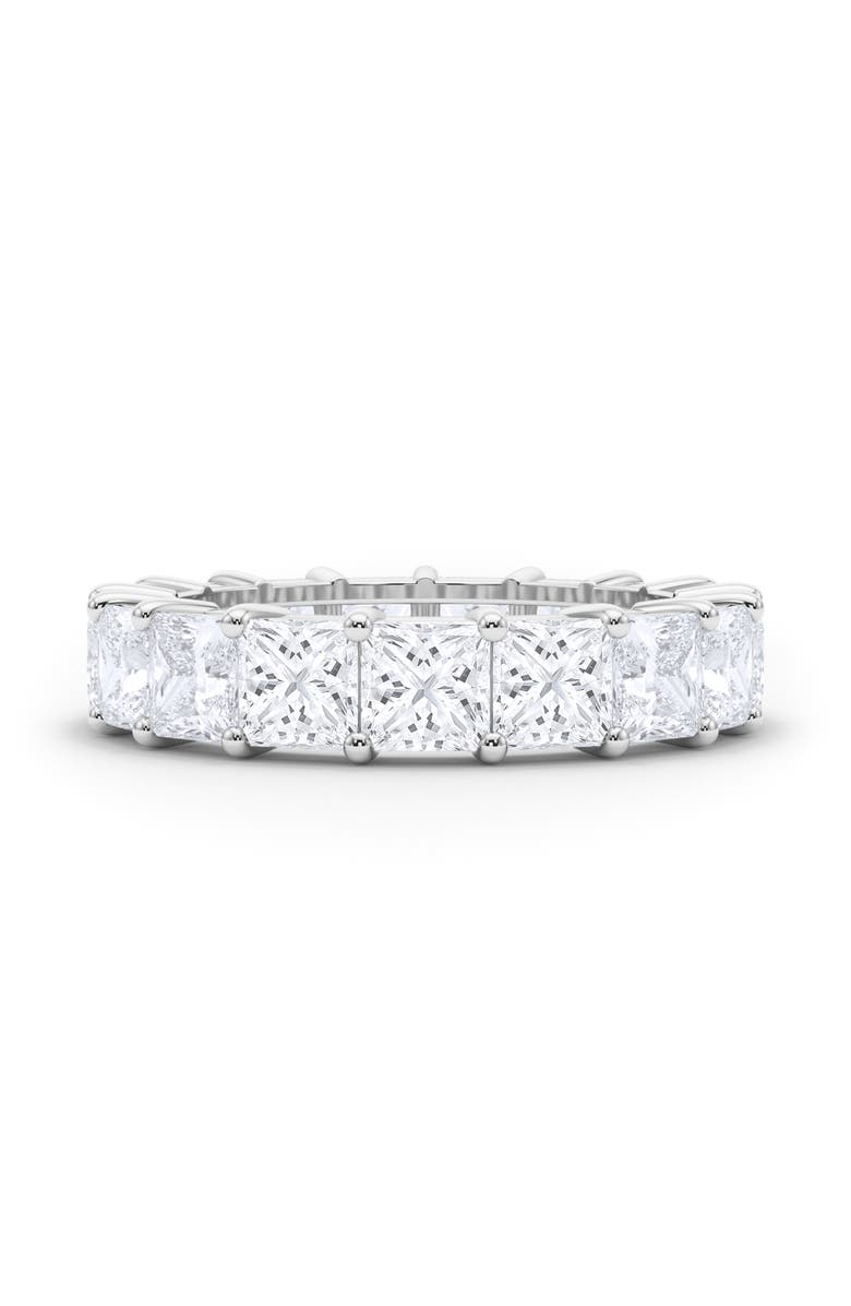 HauteCarat Princess Lab Created Diamond Eternity Ring, Alternate, color, 18K White Gold