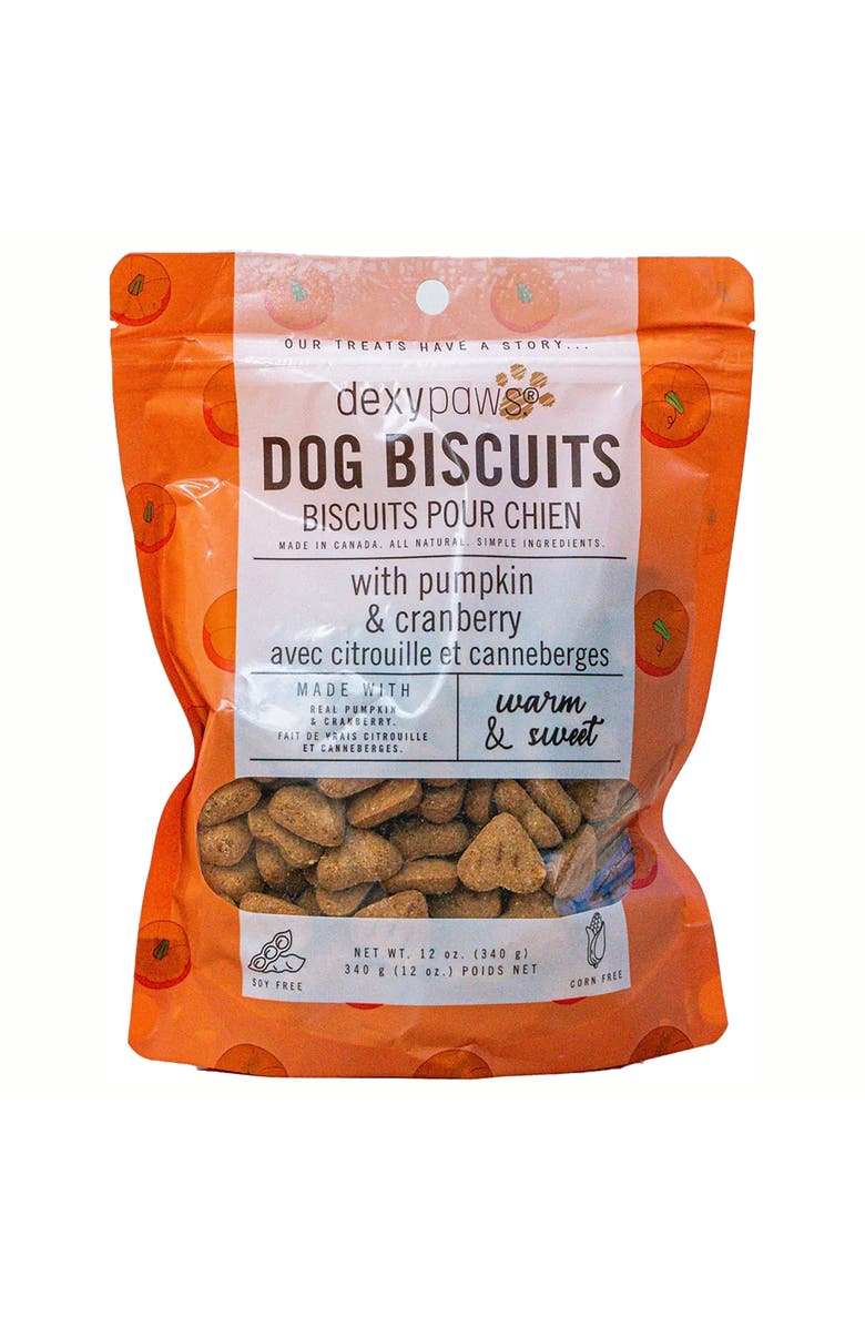 Dexypaws Pumpkin
Cranberry Dog Biscuits 12oz, Main, color, Brown