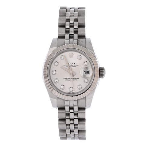 Oyster Perpetual Datejust Automatic Watch Stainless Steel and White Gold with Diamond Markers 26