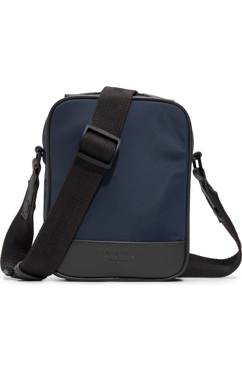 Ted Baker London Fairford Sling Crossbody Bag, Main, color, Navy Nylon/ Black Coffee