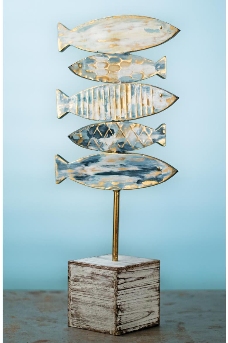 Fish Table Art, Alternate, color, WOOD/ METAL