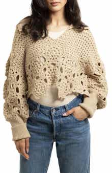 SAACHI Chunky Crochet Cardigan Sweater