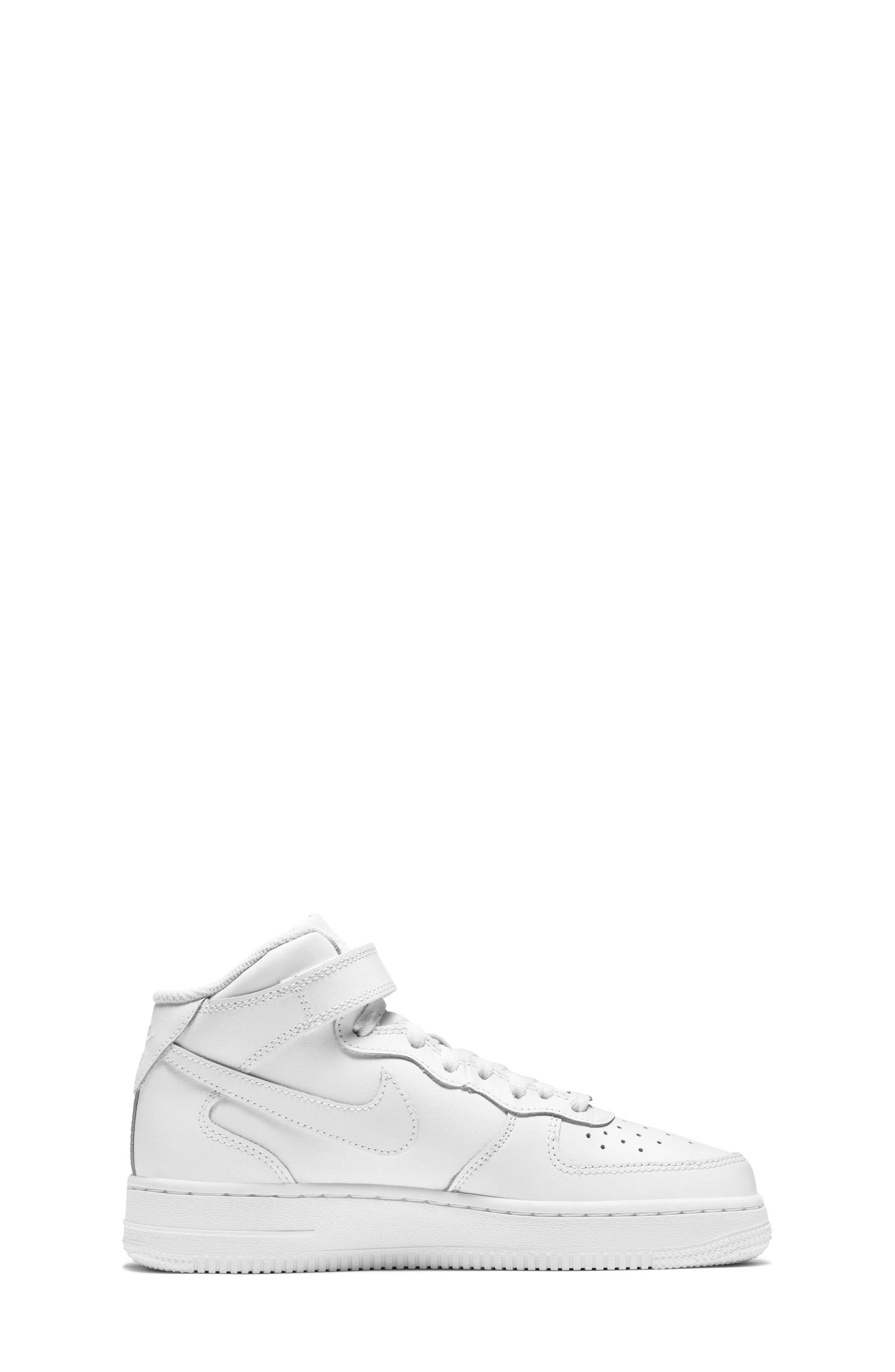 Nike Kids' Air Force 1 Mid Sneaker, Alternate, color, White/ White