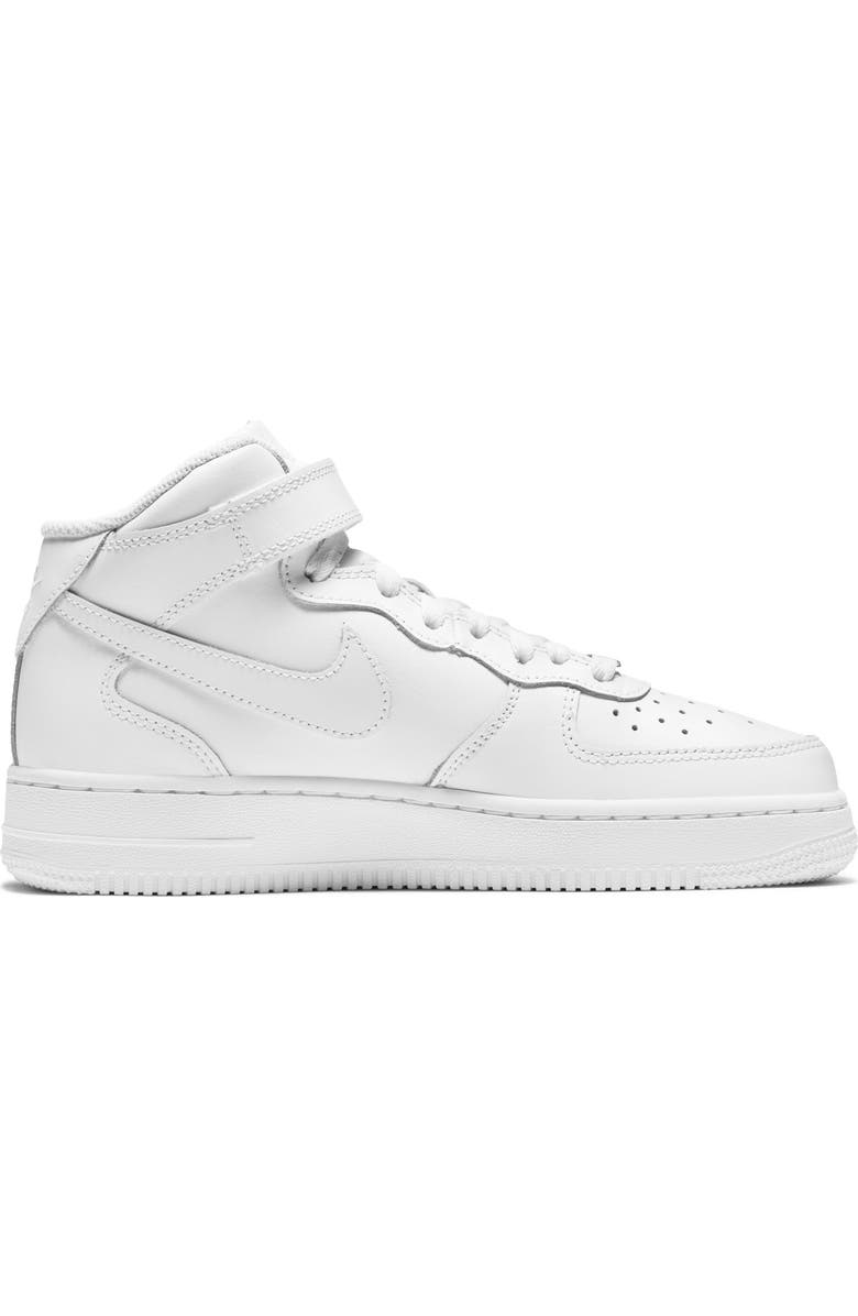 Nike Kids' Air Force 1 Mid Sneaker, Alternate, color, White/ White