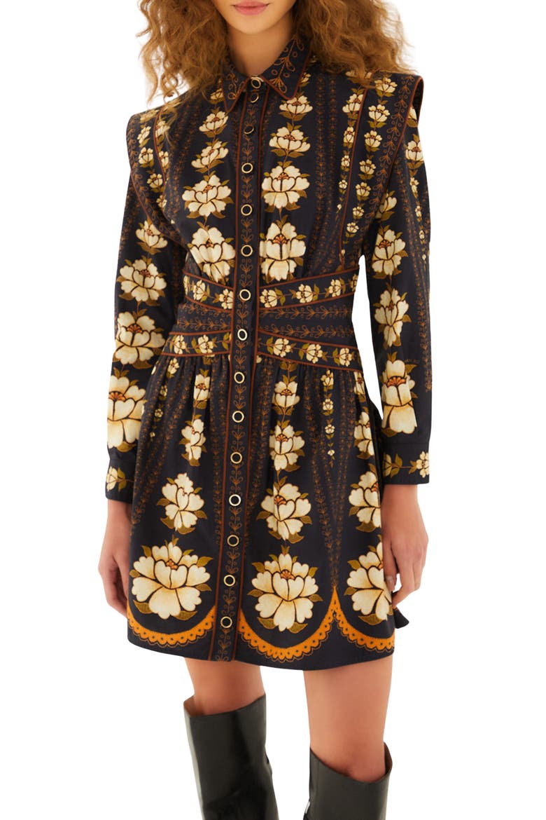 Floral Long Sleeve Cotton Dress, Main, color, EMBROIDERED FLOWERS