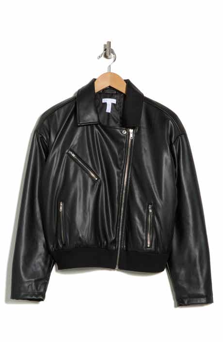 Leith Faux Leather Bomber Jacket