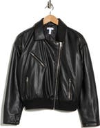 Leith Faux Leather Bomber Jacket