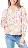GIBSONLOOK Aria Floral Lantern Sleeve Poplin Top