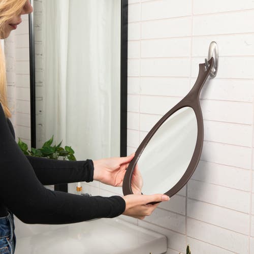 Zadro Xl Teardrop Handheld Mirror With Handle In Brown