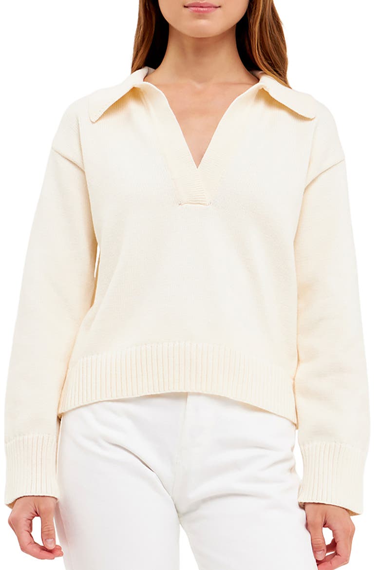 Johnny Collar Sweater, Main, color, IVORY