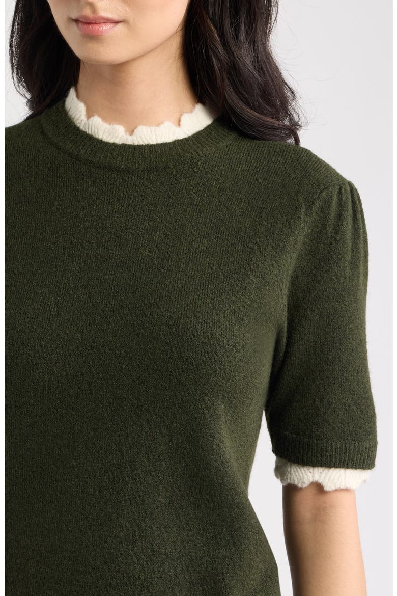 Everett Short Sleeve Sweater, Alternate, color, HUNTER
