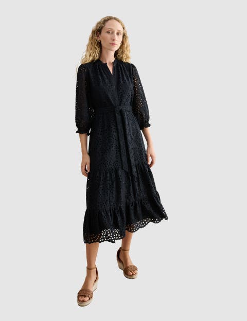 Cianna Tiered Broderie Midi Dress