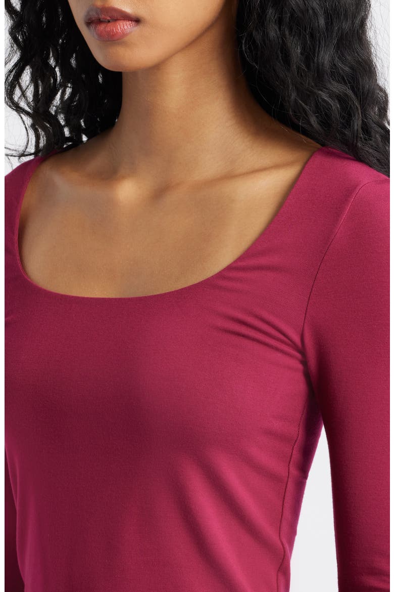 Long Sleeve Square Neck T-Shirt, Alternate, color, BURGUNDY BEET
