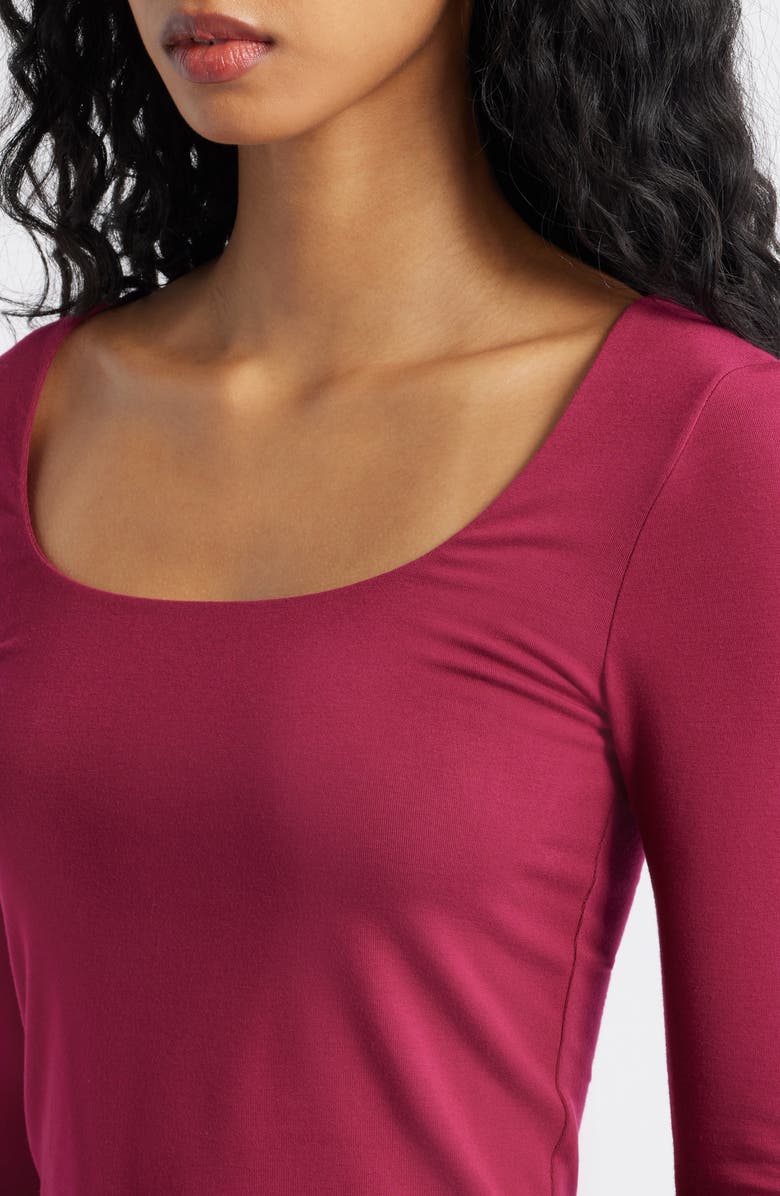 BP. Long Sleeve Square Neck T-Shirt, Alternate, color, Burgundy Beet