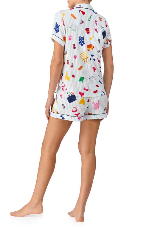 Kate Spade New York Jersey Boxer Pajama Set In Blue/wht