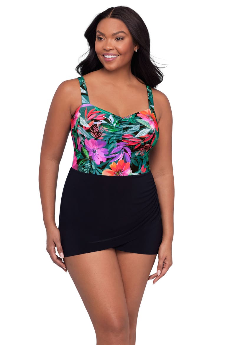 Laura Sweetheart Neckline Control Swimdress, Main, color, Lush Paradise