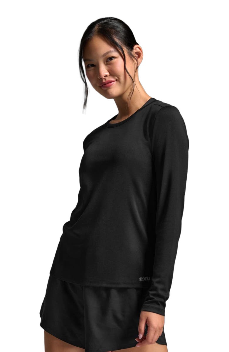 2XU Aero Long Sleeve, Alternate, color, Black/Silver Reflective