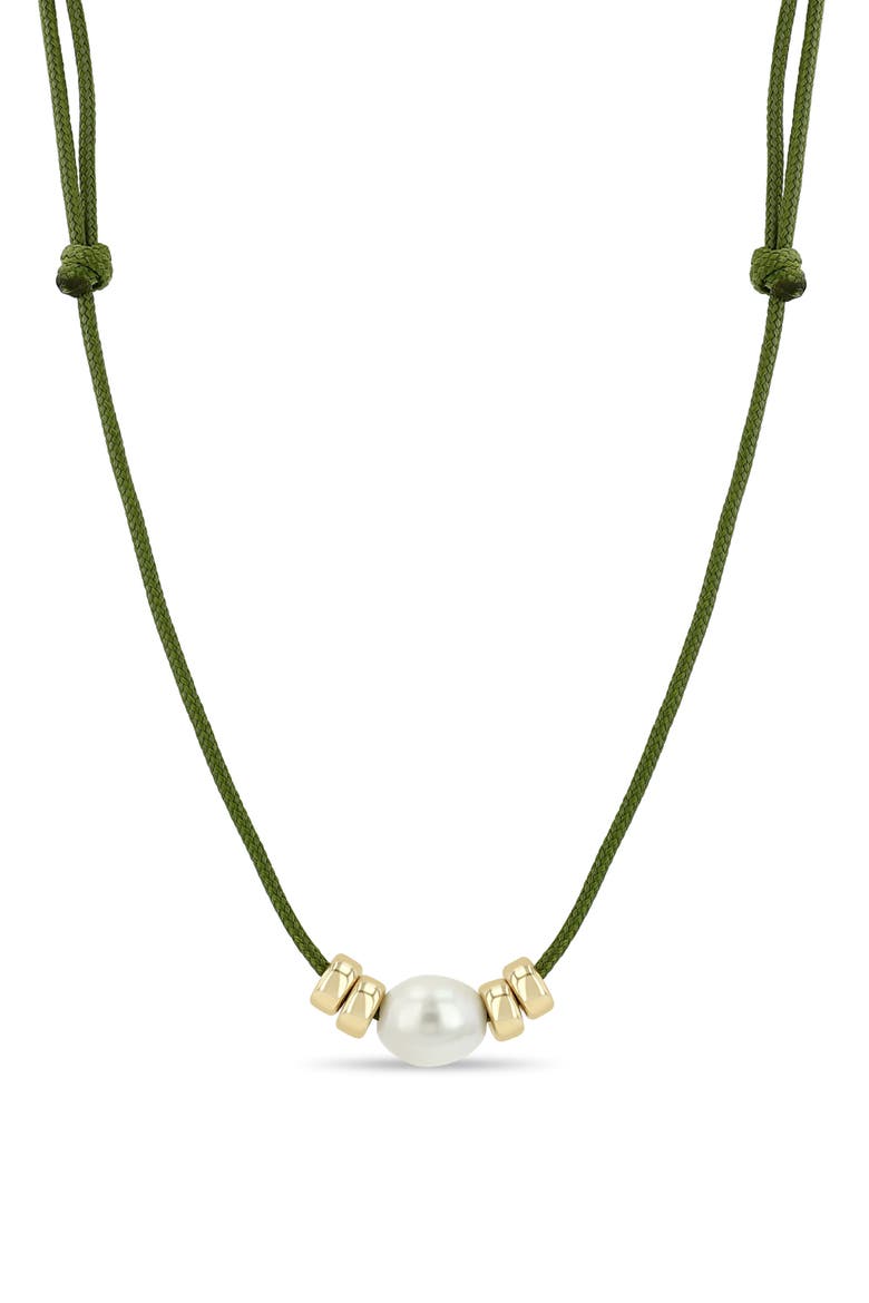 Baroque Cultured Pearl Paracord Necklace, Main, color, 14K YELLOW GOLD / WHITE PEARL