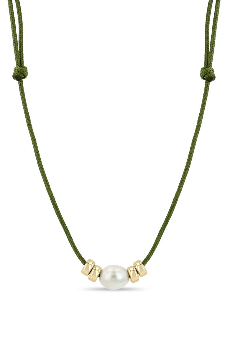 Zoë Chicco Baroque Cultured Pearl Paracord Necklace, Main, color, 14K Yellow Gold / White Pearl