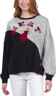 G-III 4HER BY CARL BANKS Women's G-III 4Her by Carl Banks Black Miami Heat Benches Split Pullover Sweatshirt