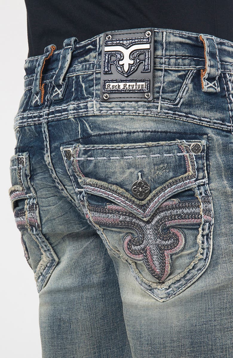 Rock Revival Alternative Rip & Repair Straight Leg Stretch Jeans, Alternate, color, 