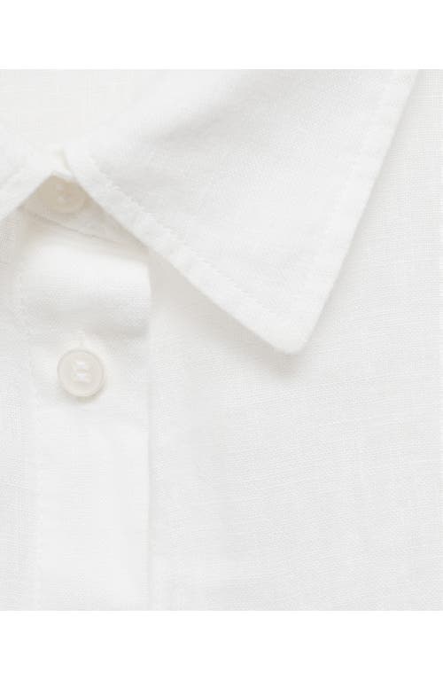 Shop Mango Linen Button-up Shirt In Off White